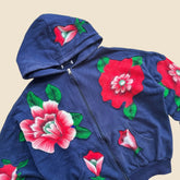 Threebooy Harajuku New Flowers Pattern Patchwork K Pop Clothes Hoodies Women Blue Retro Goth Sweatshirt Hoodie Casual Loose Zipper Hoodies